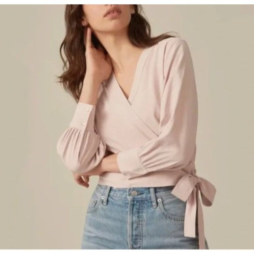 Everlane Washable Silk Wrap Top in Rose Size 00 NEW!